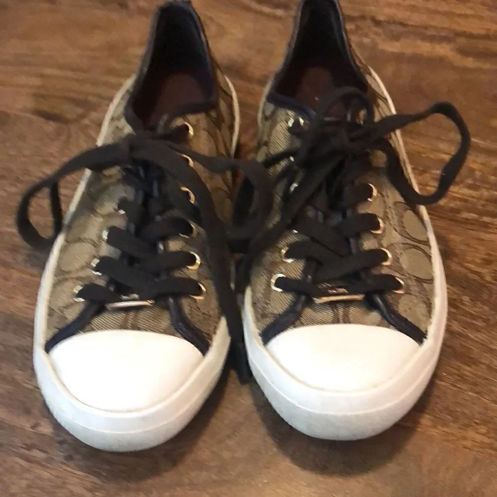 COACH brown “Empire” canvas sneakers brown size 8B - Picture 2 of 13